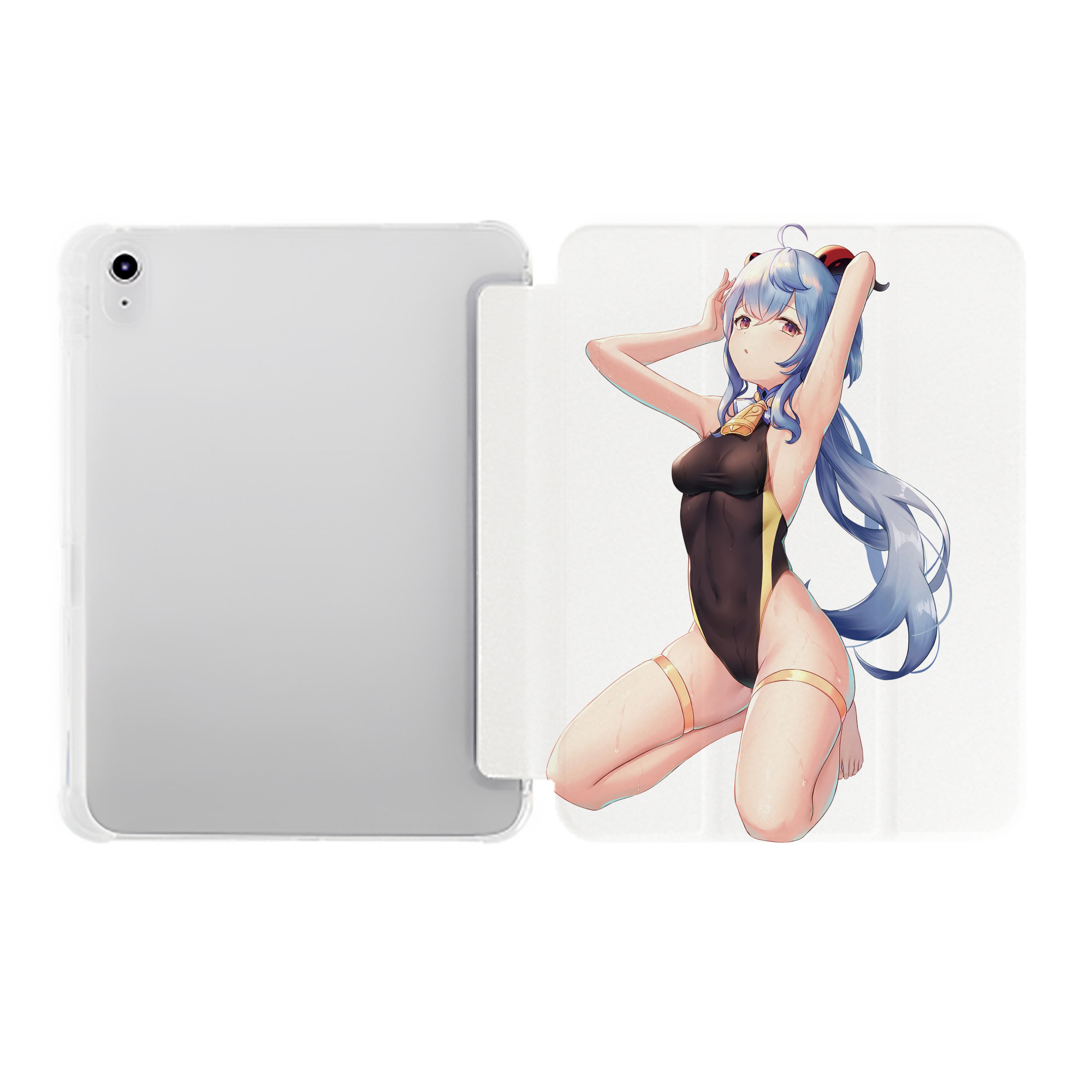 げんし神 甘雨 かんう genshin Ganyu IPad ケース ペン収納付き 三つ折りスタンド PUレザー×シリコン 対応機種9.5/10.5/10.9インチ